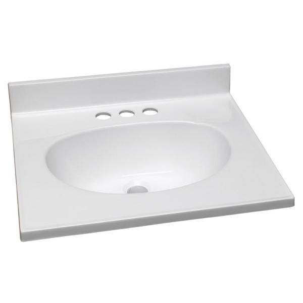Design House 19 in. Cultured Marble Vanity Top in Solid White with Basin-551994 - The Home Depot | Home Depot
