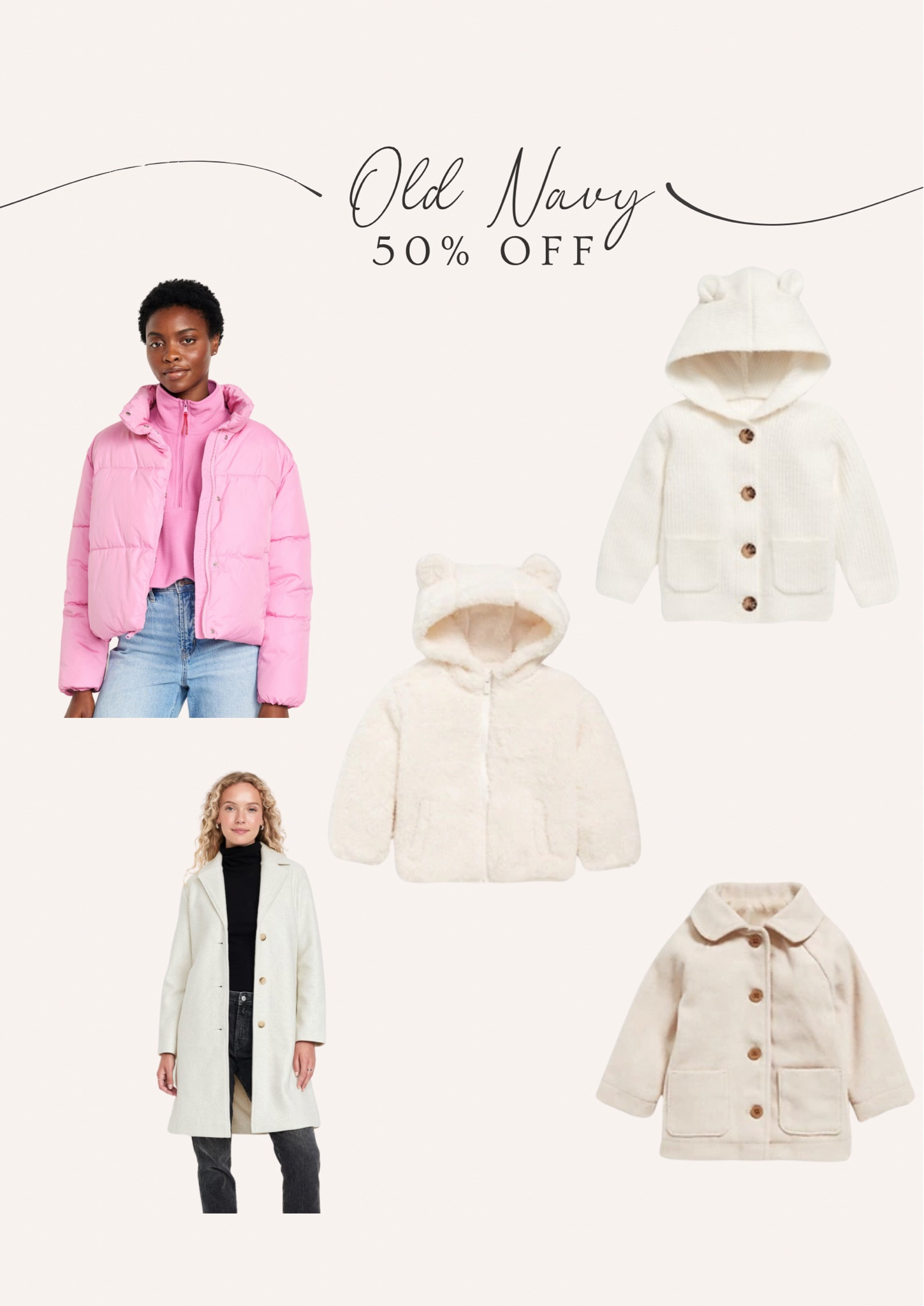 Old navy 50% off sale! Here is what I bought for both Evie and myself! 

Fall style, pink puffer jacket, cream coat, fall jackets, winter jackets, baby style, fashion, Sherpa baby jacket, baby hoodie, baby hooded cardigan, teddy bear baby jacket,, cream baby jacket

#LTKBaby #LTKSaleAlert #LTKFindsUnder50