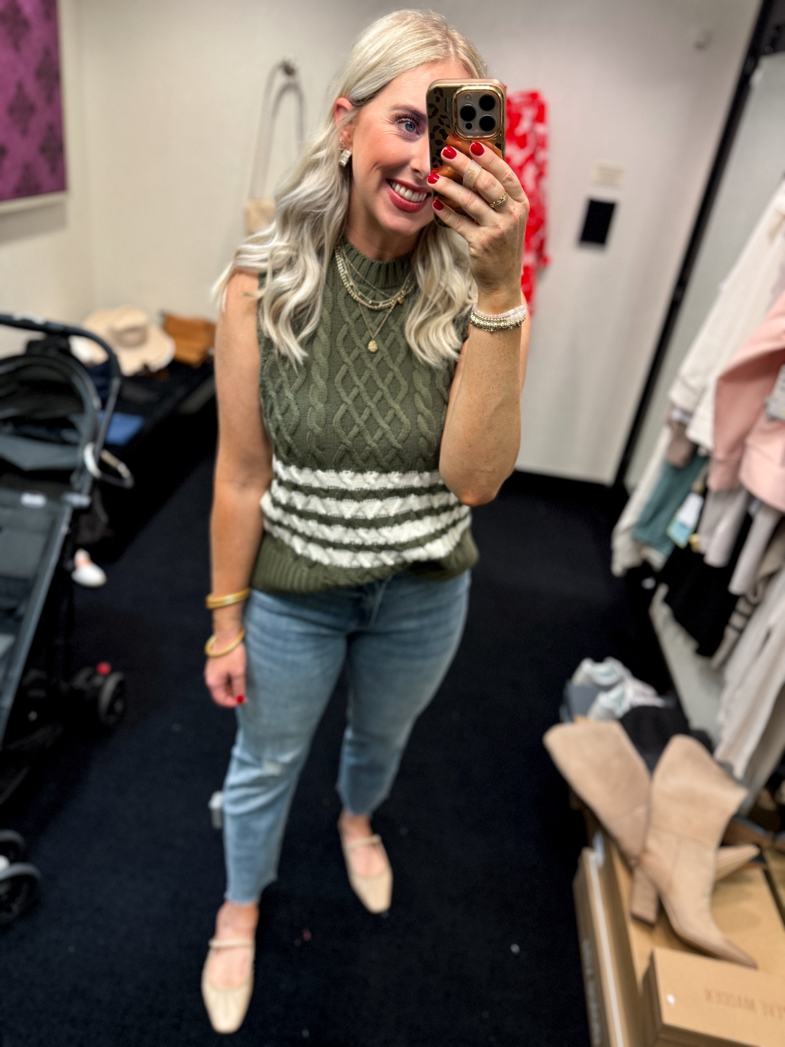 Nordstrom Anniversary Sale try on 
Striped sleeveless sweater - medium 
Jeans- tts, if between go down 

#LTKxNSale #LTKSummerSales #LTKSaleAlert