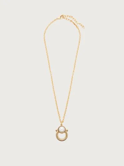 Necklace with Gancini and pearl pendant | Ferragamo (US)