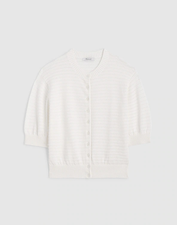 Textured Short-Sleeve Cardigan in 100% Cotton | Madewell