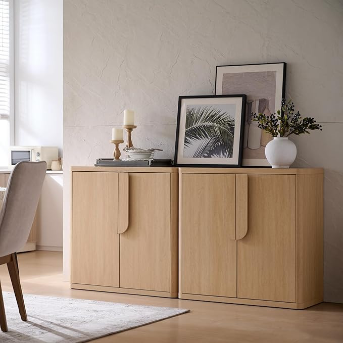 69'' Sideboard Buffet Cabinet W/Storage, Modern Accent Cabinets W/Curved Handles & Adjustable She... | Amazon (US)