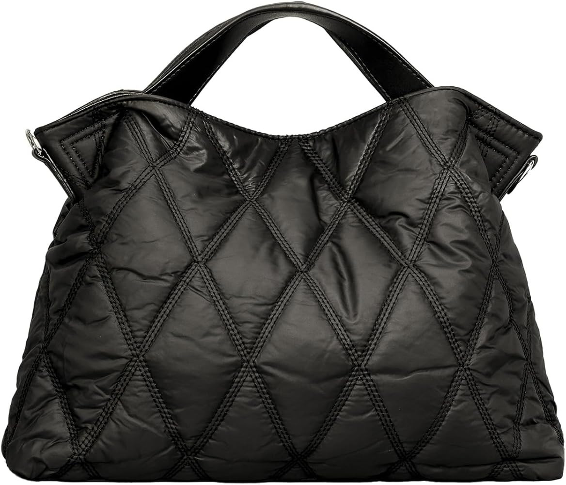 Quilted Tote Bag for Women, Soft Puffer Bag Lightweight Trendy Crossbody Bags Purse with Long Sho... | Amazon (US)
