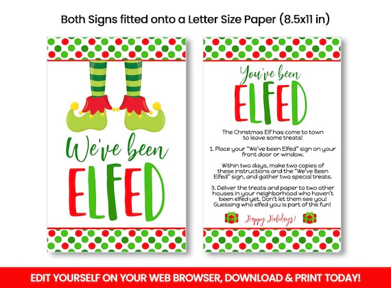 EDITABLE We've Been Elfed Sign You've Been Elfed - Etsy | Etsy (US)