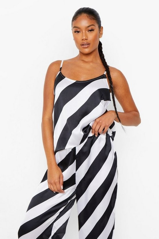 Candy Cane Stripe Satin Cami And Pants Set | Boohoo.com (US & CA)