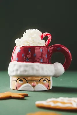 Isabela Dos Santos x Anthropologie Cozy with Mr. Santa Claus Stoneware Mug | Anthropologie (US)