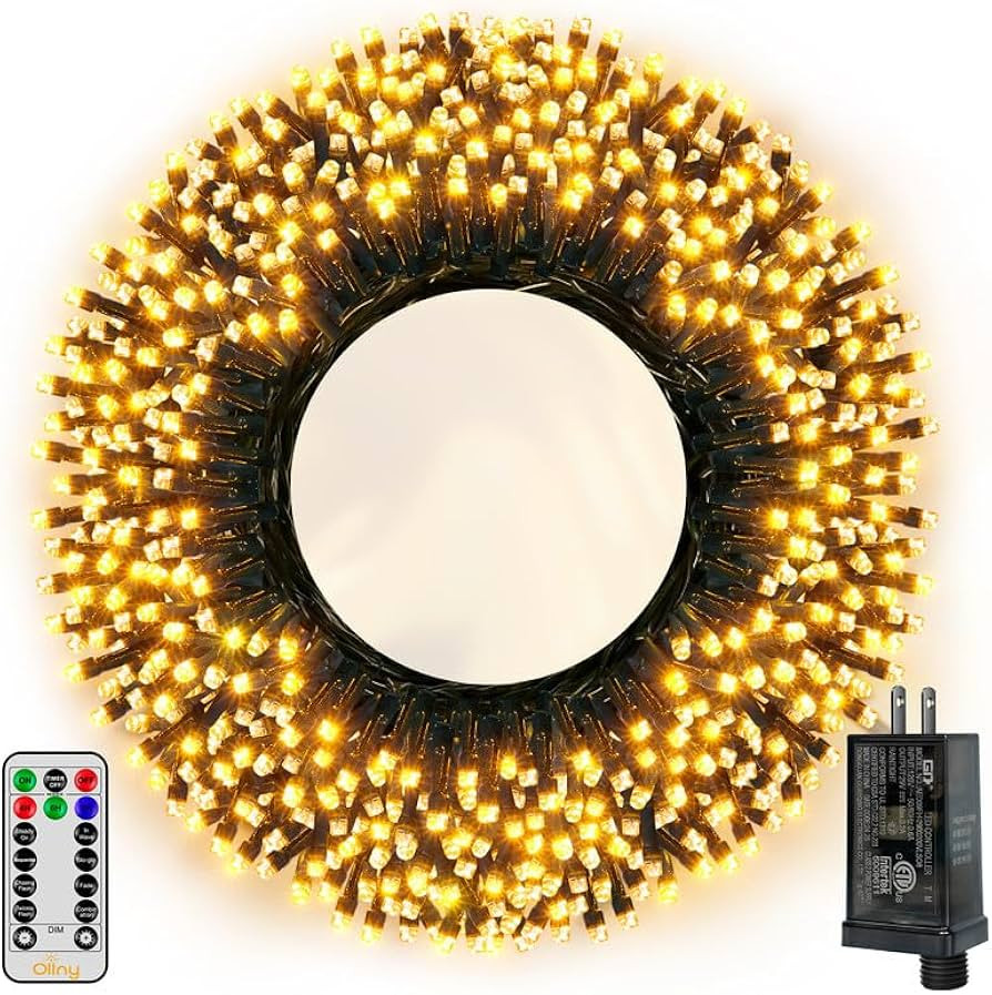 Ollny Christmas Lights, 500LED 164FT Long Christmas Tree Lights with 8 Modes Remote Timer IP44 Wa... | Amazon (US)