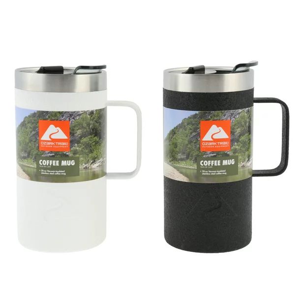 Ozark Trail Double-Wall Vacuum-Sealed Stainless Steel Coffee Mug, 20 oz, 2 Pack | Walmart (US)