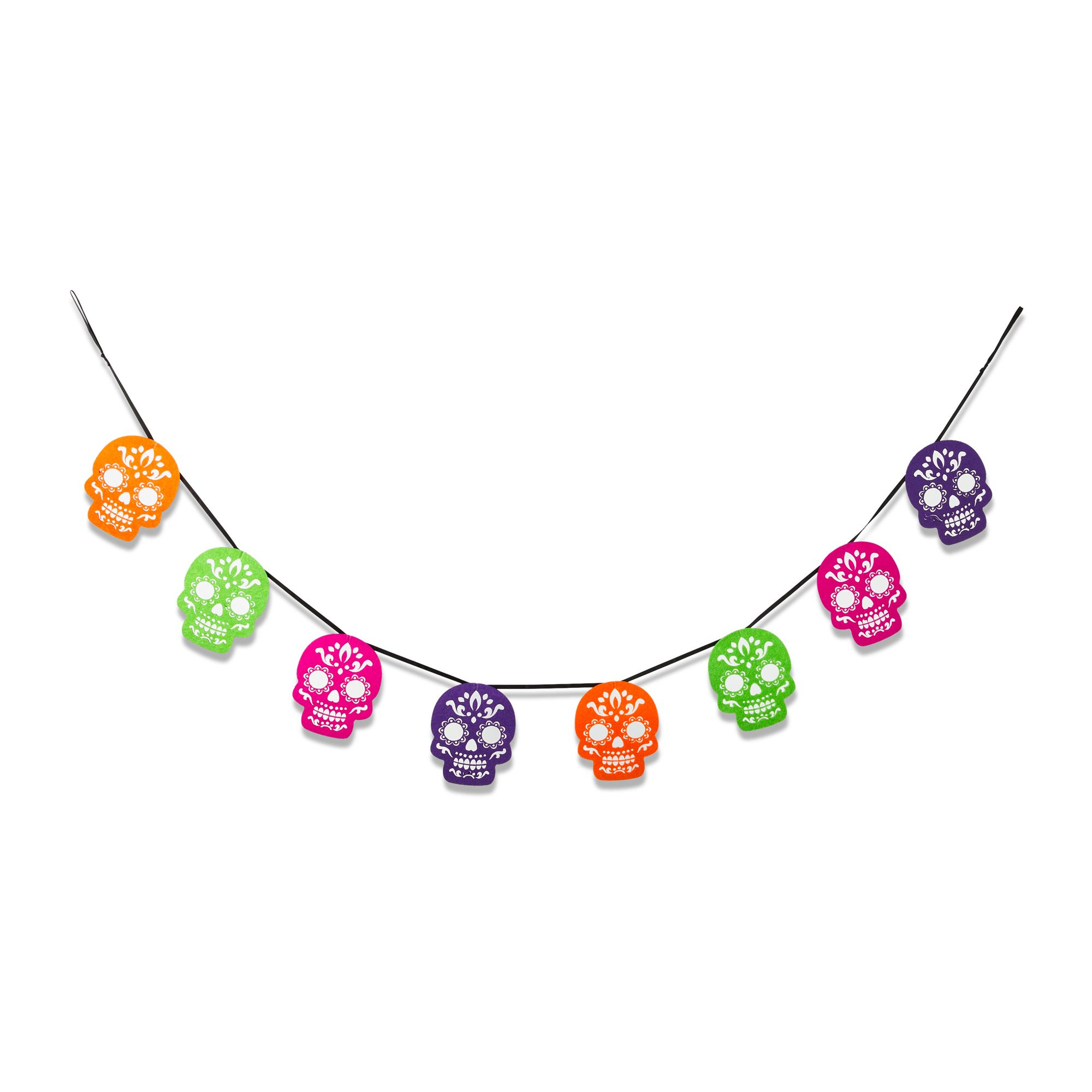 Dia de los Muertos Fabric Skull Garland, 6 ft, by Way To Celebrate | Walmart (US)