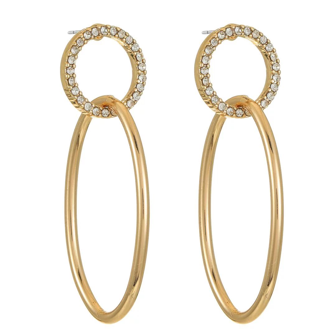 Time and Tru Women's Goldtone Drop Earring with Pave Stones - Walmart.com | Walmart (US)