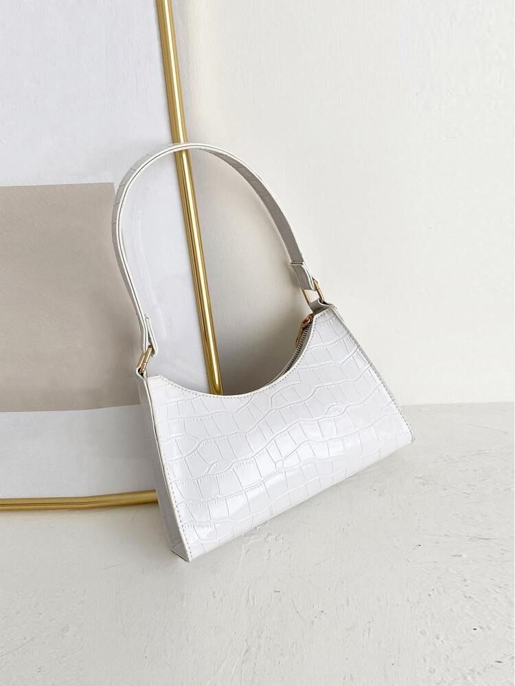 Croc Embossed Baguette Bag | SHEIN