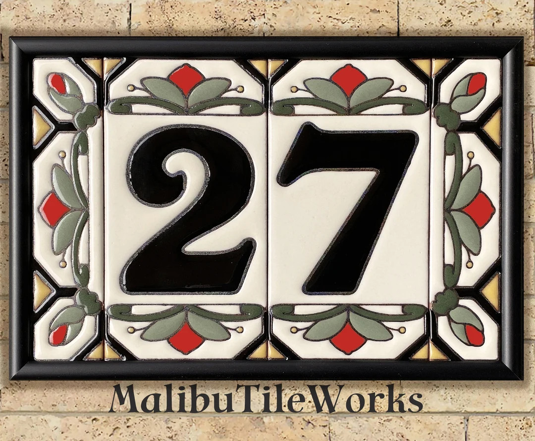 House Numbers Address Tiles Framed Set Custom Address Tiles Sign Hand Glazed Ceramic - Cottage St... | Etsy (US)