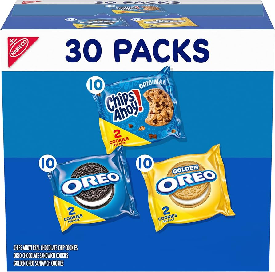 Nabisco Sweet Treats Cookie Variety Pack OREO, OREO Golden & CHIPS AHOY!, 30 Snack Packs (2 Cooki... | Amazon (US)
