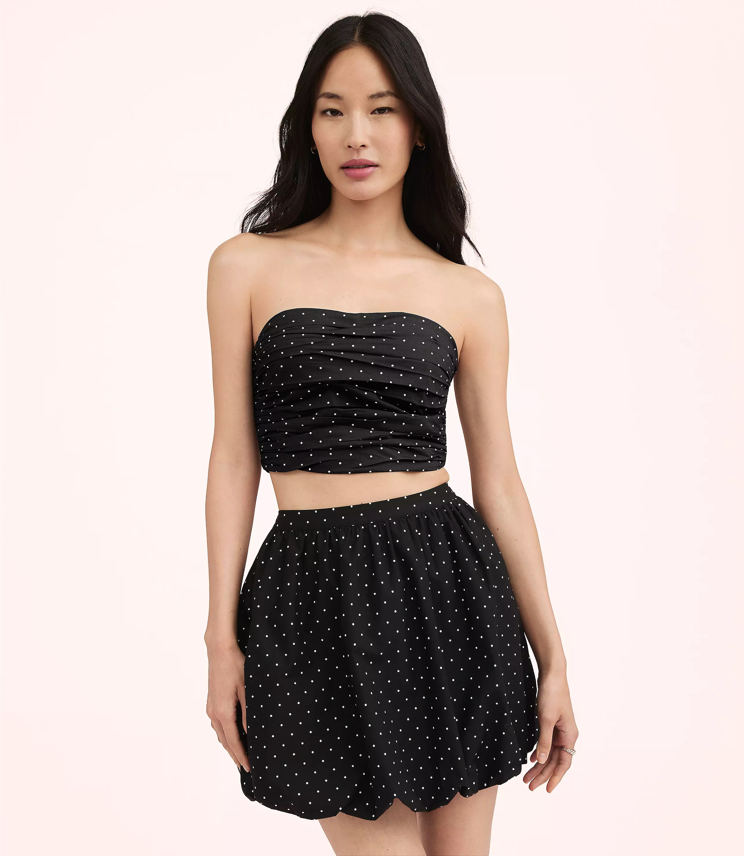 Lately Dotted Poplin Strapless Top | LOFT