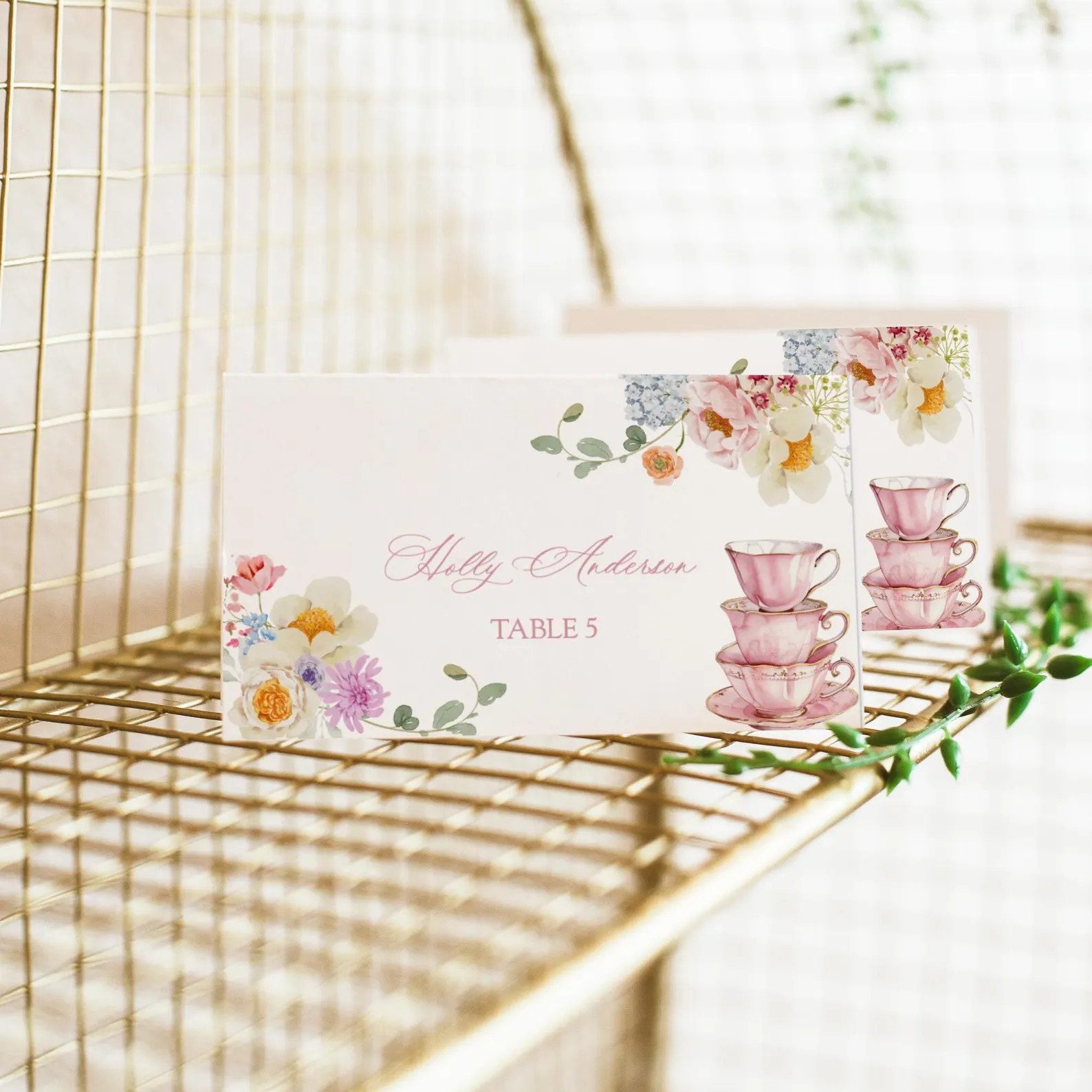 Wildflower Tea Party Escort Cards | Editable Seating Place Cards Template for Baby Shower, Bridal... | Etsy (US)