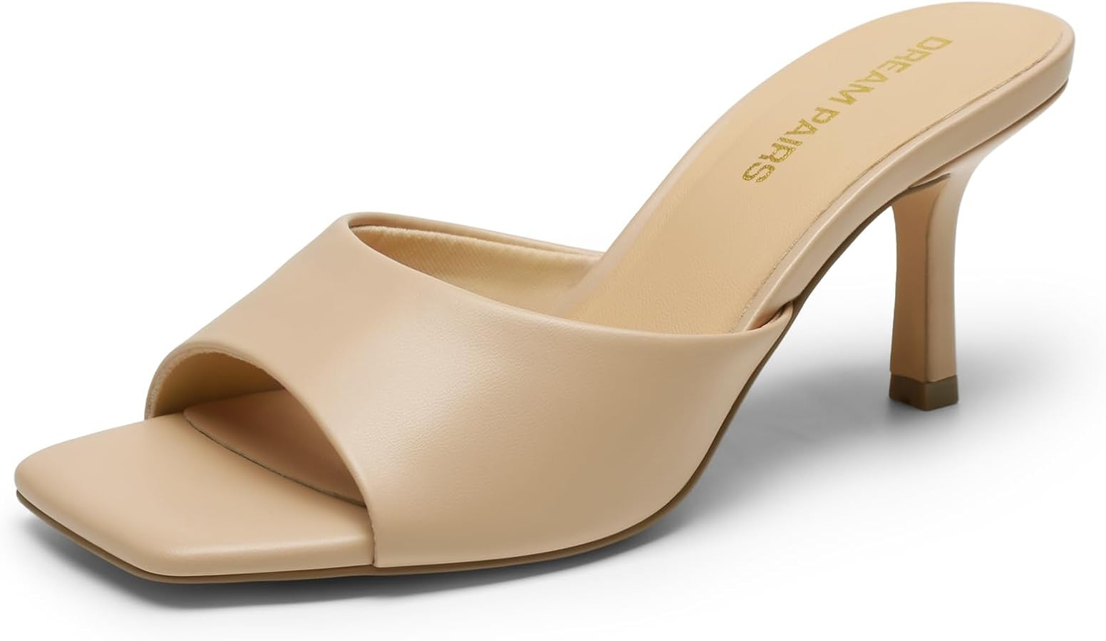DREAM PAIRS Women's Kitten Heels Sandals – Square Toe Slip On Low Heels, Heeled Mules Footwear ... | Amazon (US)