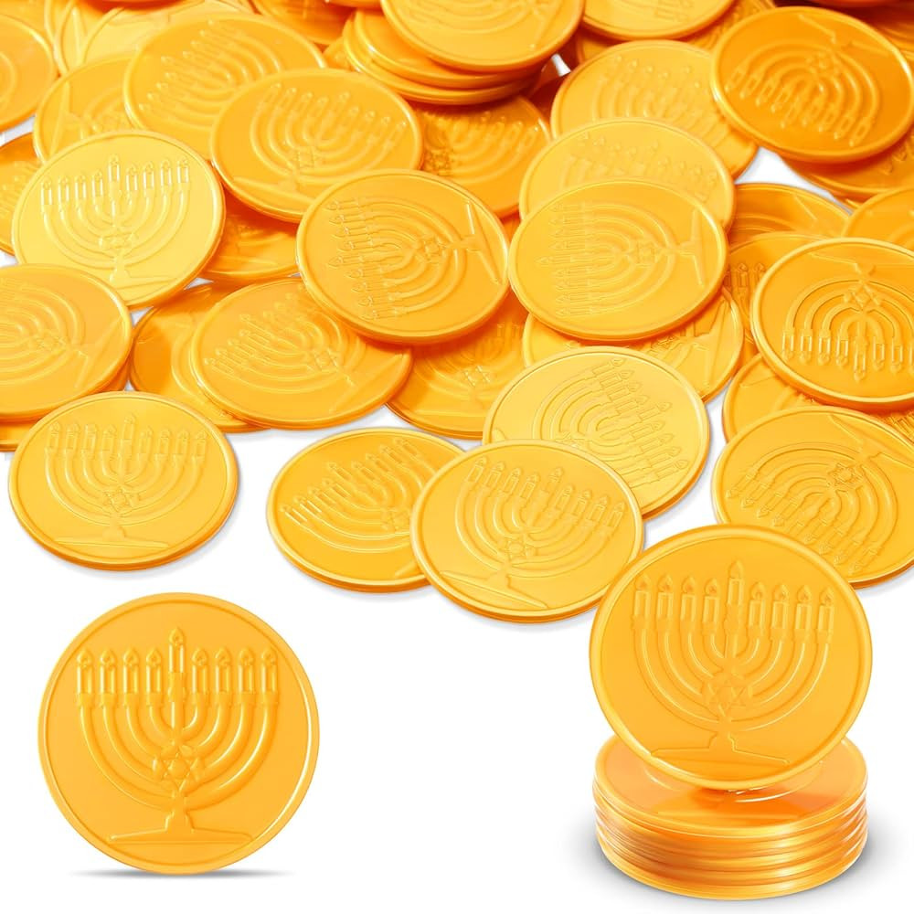 120 Pieces Hanukkah Coins Plastic Coins Hanukkah Gelt Coins with 1 Piece Gold Organza Bag for Han... | Amazon (US)
