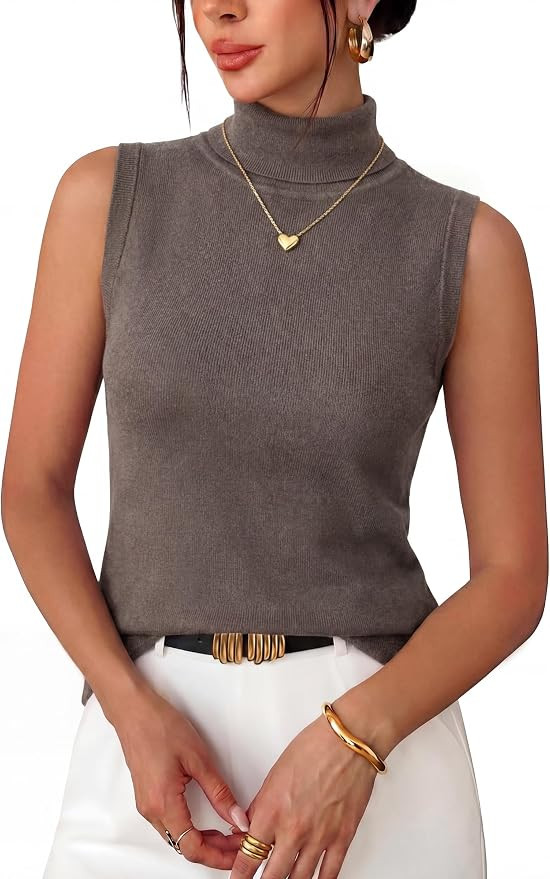 Arach&Cloz Women's Wool Blend Slim Fit Soft Turtleneck Business Casual Tank Tops | Amazon (US)