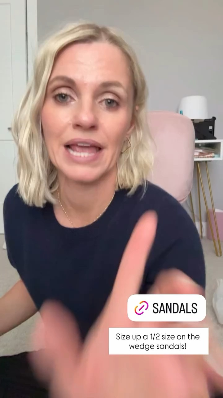 Size up a 1/2 size on the wedge sandals!
Go down a half size in the slide sandals!

#LTKSeasonal #LTKPetite #LTKOver40