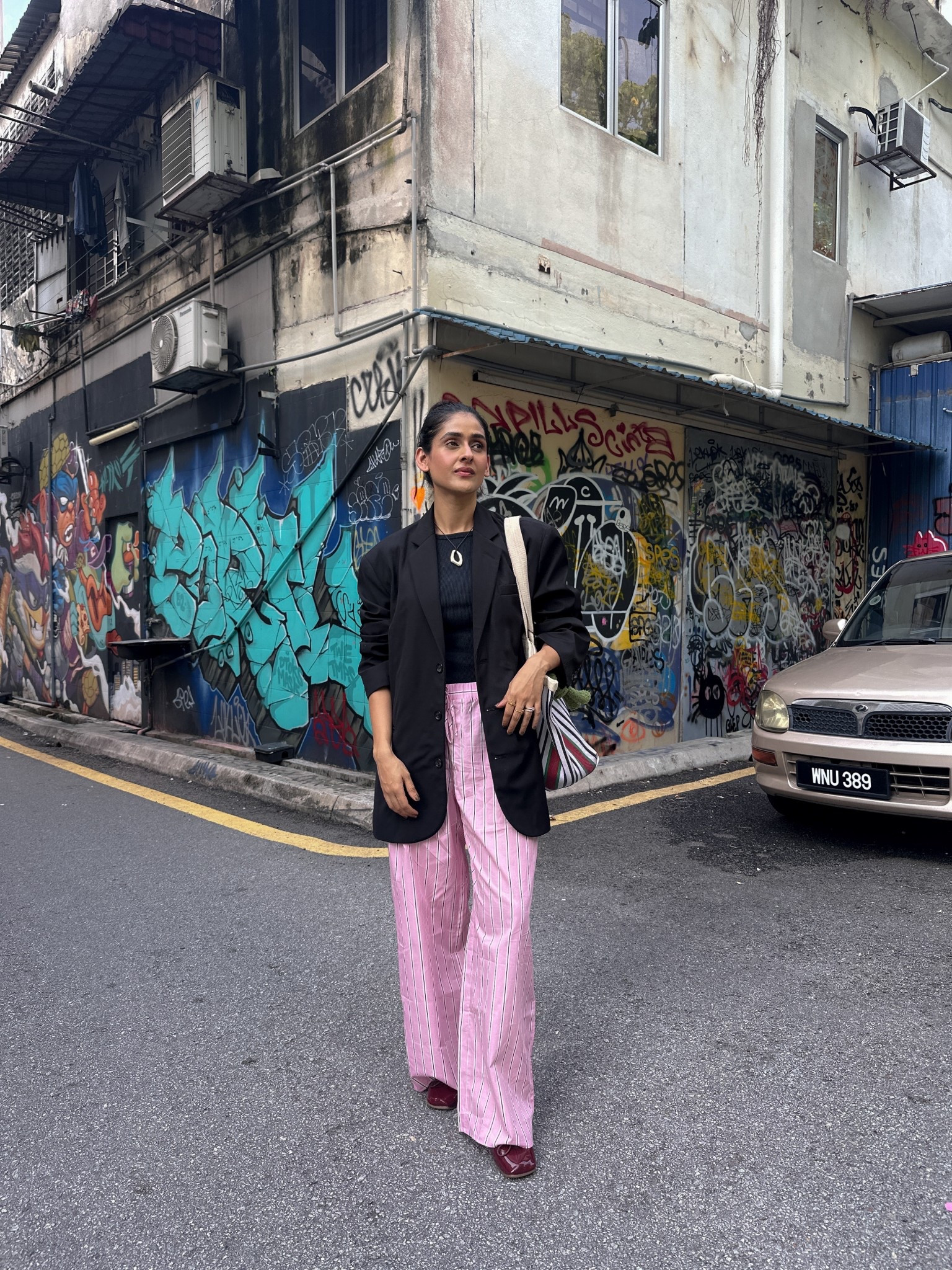 These pink ASOS striped pants are a gift that keeps on giving. Linked a whole bunch of cool options including this exact pair! My Frankie Shop black oversized blazer is in the style Gelso but a Bea is excellent too! Linked both! 

#LTKstyletip #LTKsummer #LTKasia