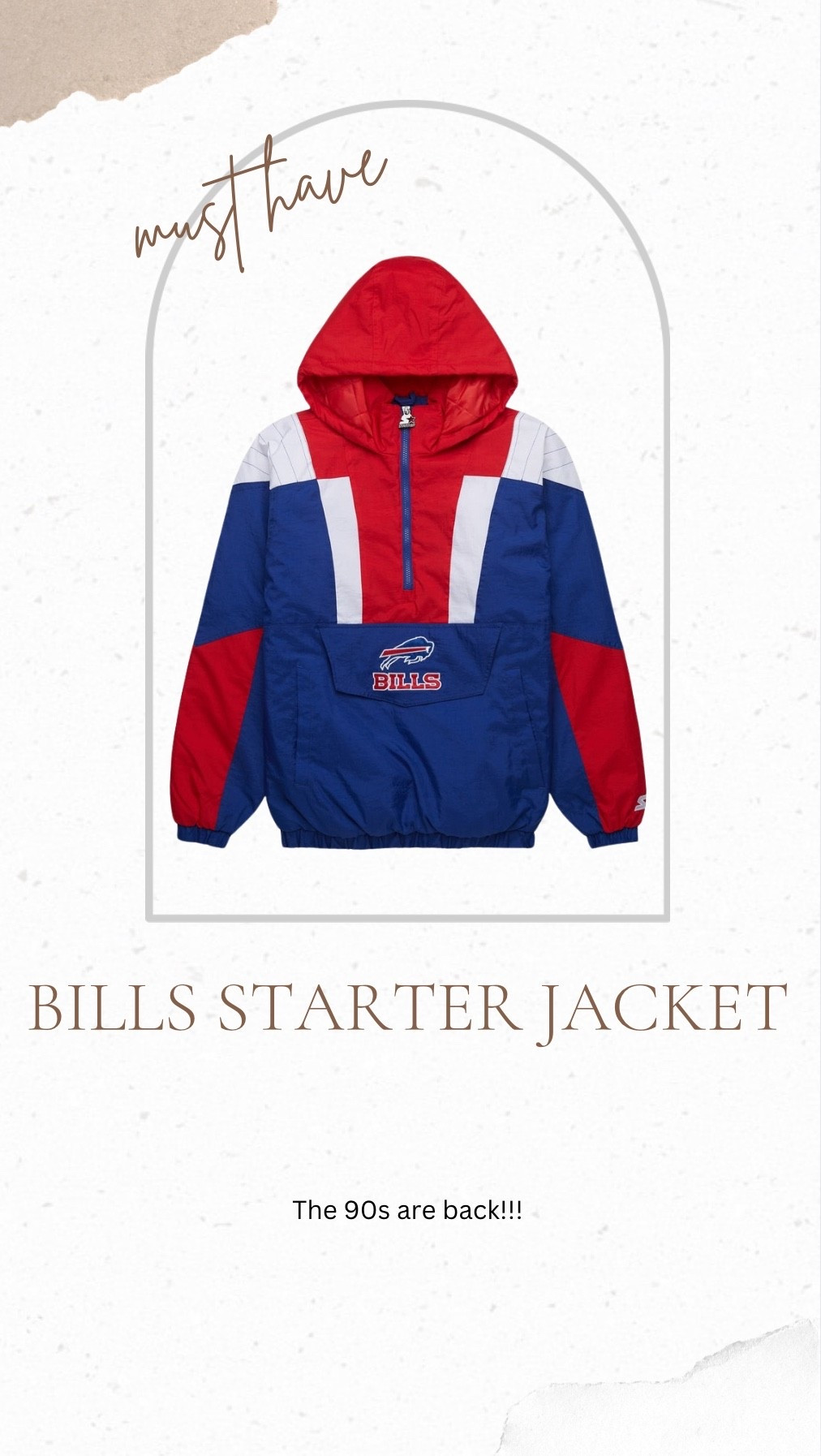 The Starter jacket was the ultimate to have when I was a kid in the 90s! Loving this Buffalo Bills jacket this year!! #buffalobills #gobills #footballseason

#LTKOver40 #LTKMidsize #LTKSeasonal