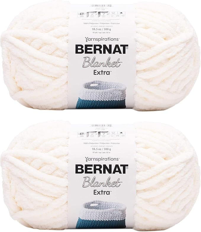 Bernat Blanket Extra Blanket Yarn, Jumbo Gauge #7, 2-Pack (Vintage White) | Amazon (US)