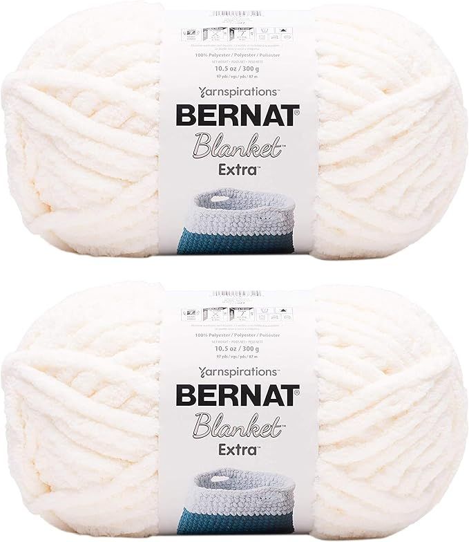 Bernat Blanket Extra Blanket Yarn, Jumbo Gauge #7, 2-Pack (Vintage White) | Amazon (US)