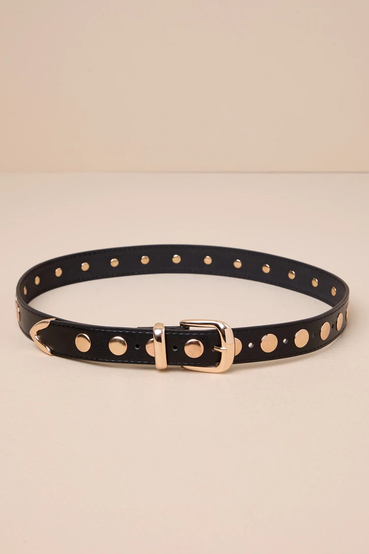 Sleek Expertise Black Studded Belt | Lulus