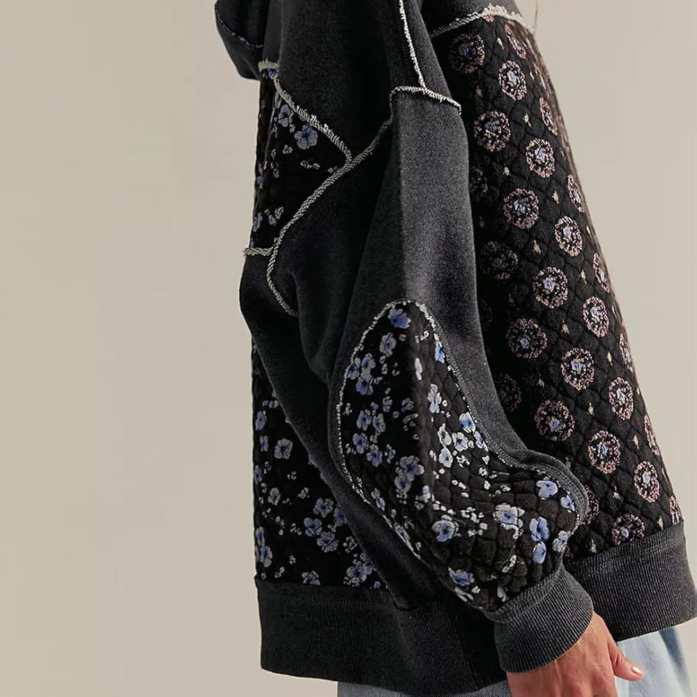 Graphic Hoodies for Women Y2k Cute Flower Patchwork Long Sleeve Pullover Hoodies Preppy Quilted S... | Amazon (US)