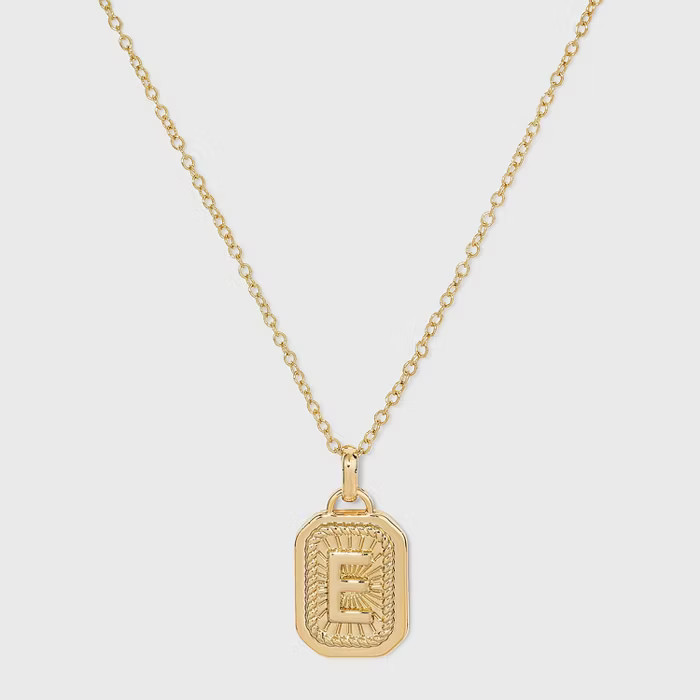 Silver Plated Initial Tag Pendant Necklace - A New Day™ Gold | Target