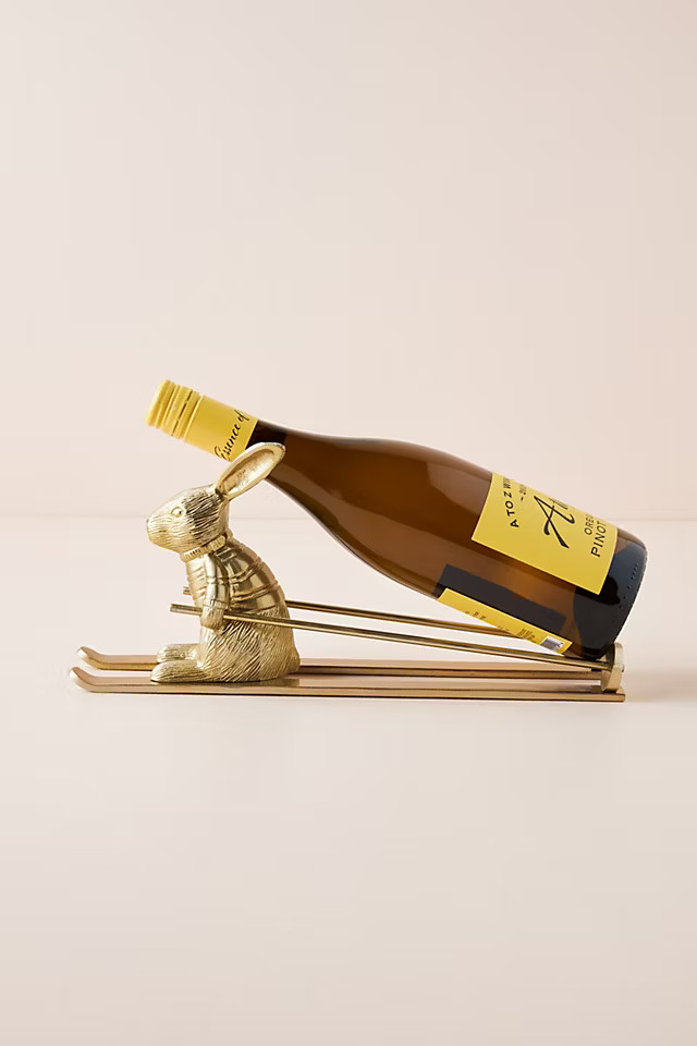 Skiing Hare Wine Holder | Anthropologie (US)