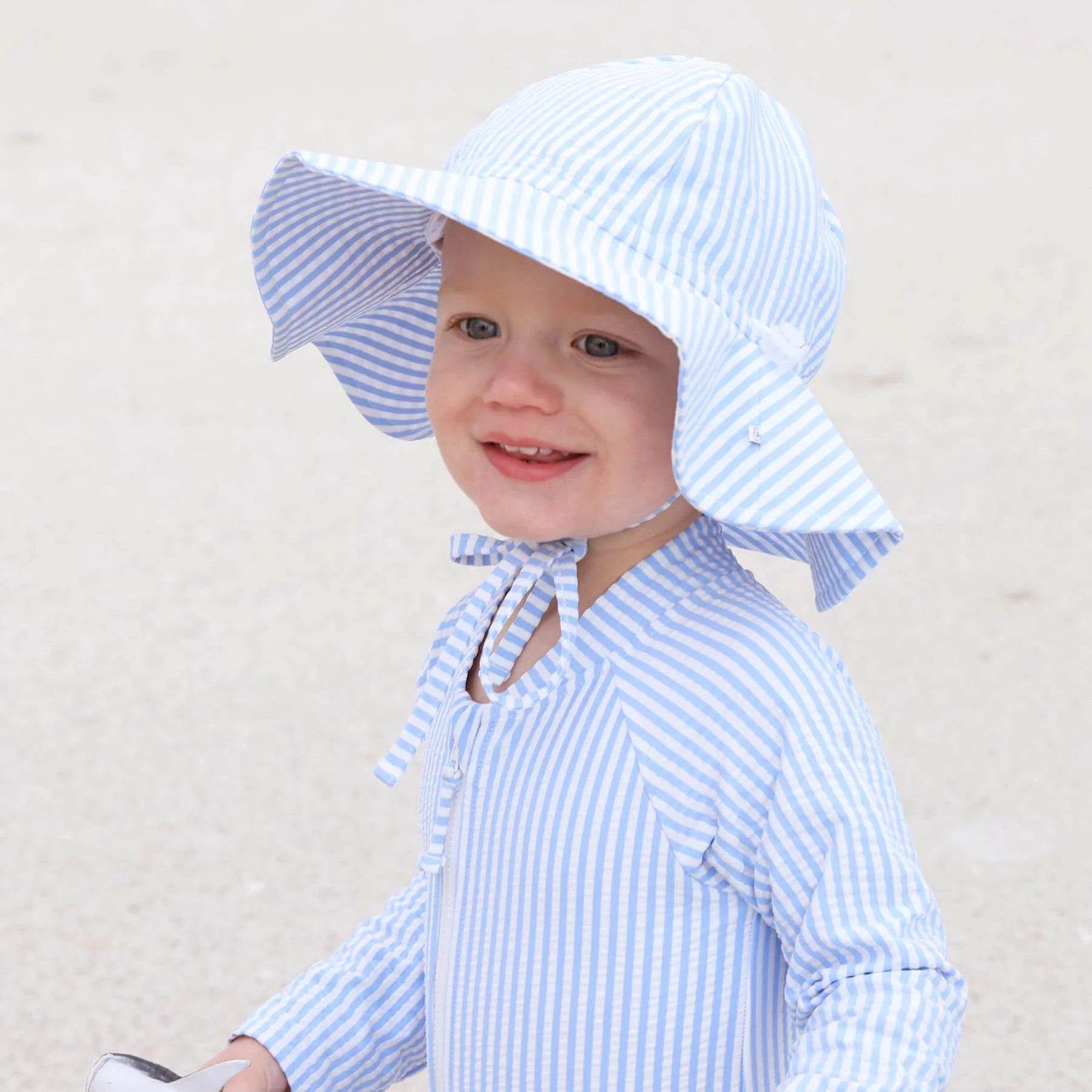 Printed Sun Hat | Seersucker Blue | Caden Lane