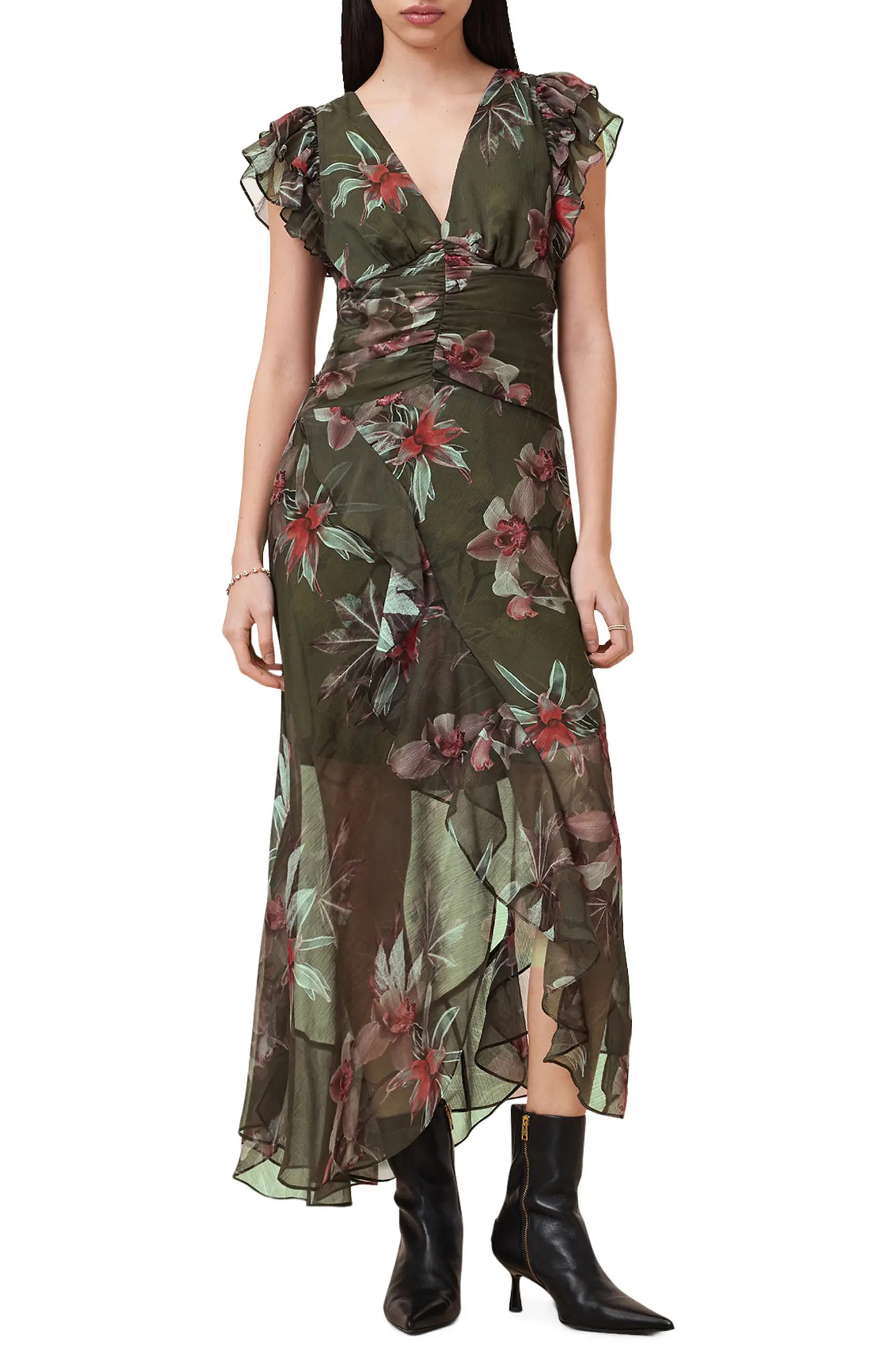 Brea Orchid Print Asymmetric Dress | Nordstrom