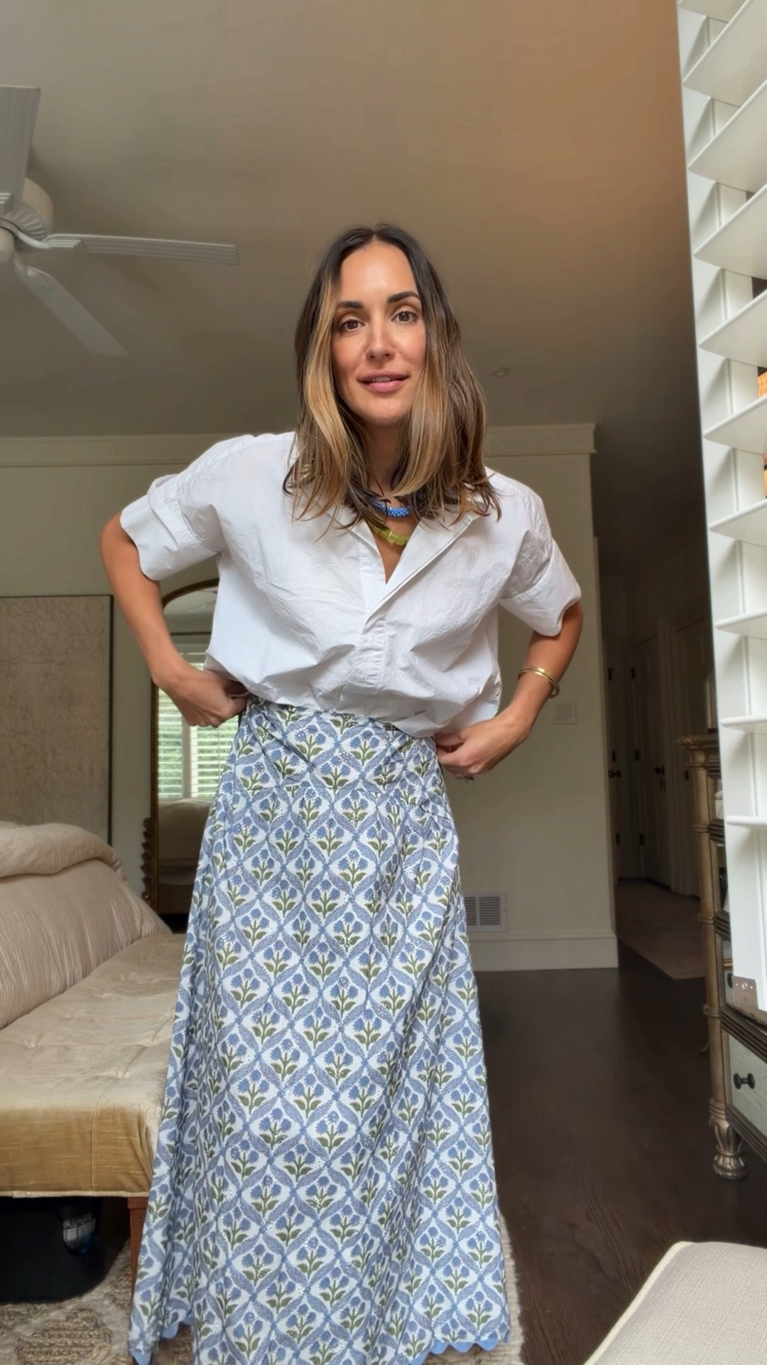 Swapped the matching top for a crisp poplin - wearing smalls