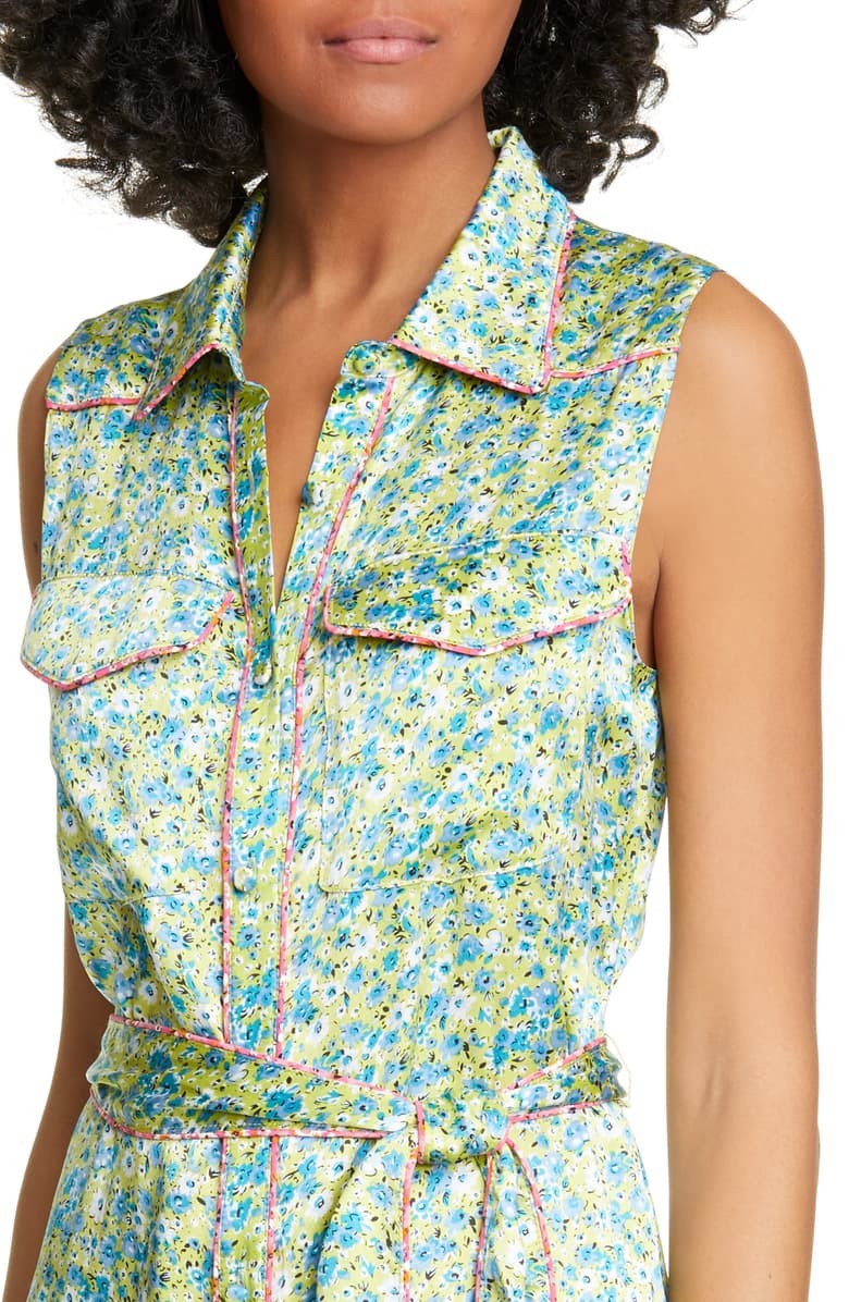 Hazel Floral Satin Midi Shirtdress | Nordstrom