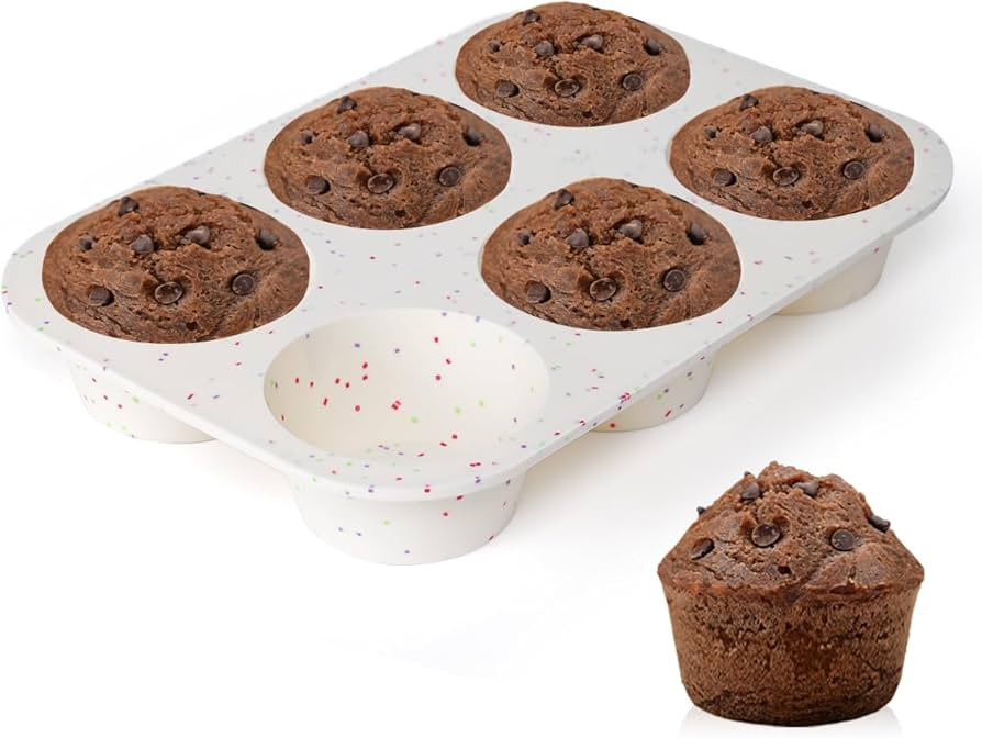 CAKETIME Jumbo Muffin Pan, 3.5 Inch Large Muffin Pan 6 Cup Silicone Jumbo Muffin Tin for Baking G... | Amazon (US)