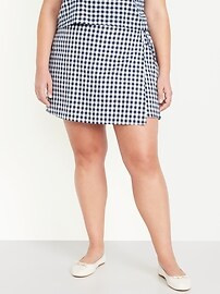 High-Waisted Linen-Blend Wrap-Front Mini Skort | Old Navy (US)