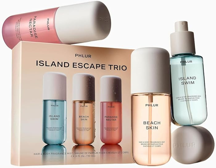 PHLUR Island Escape Body Mist Set, 3oz Each - Hair and Body Perfume Gift Set Includes Beach Skin,... | Amazon (US)