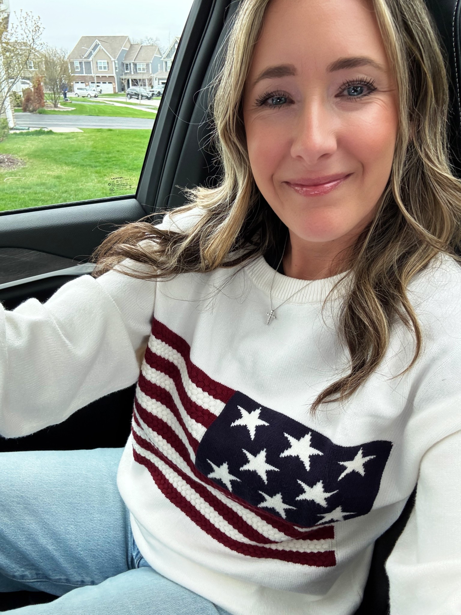 The cutest patriotic sweater ♥️🤍💙 On sale today too🇺🇸 @pinklily 

#LTKSaleAlert #LTKmomlife #LTKootd