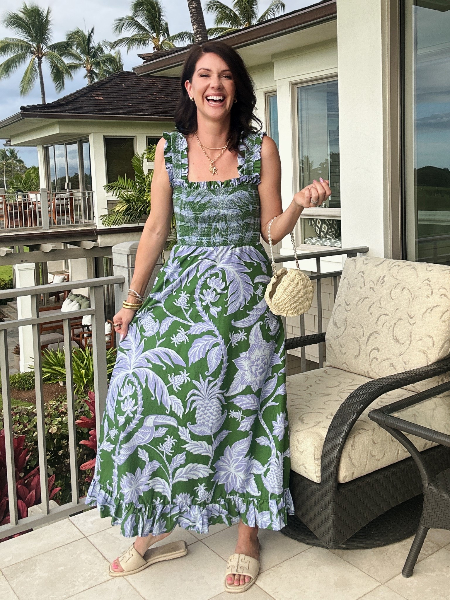 I have a small in the dress. I believe there are only a few sizes left. I tagged a ton of similar options. All of the dresses from the farm rio site I tagged are 30% off with code EXTRA30. 

I’ve lived in these sandals this trip! 

#LTKShoeCrush #LTKTravel #LTKSaleAlert