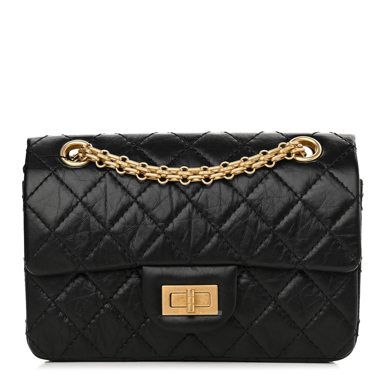 CHANEL Aged Calfskin Quilted 2.55 Reissue Mini Flap Black | FASHIONPHILE | Fashionphile