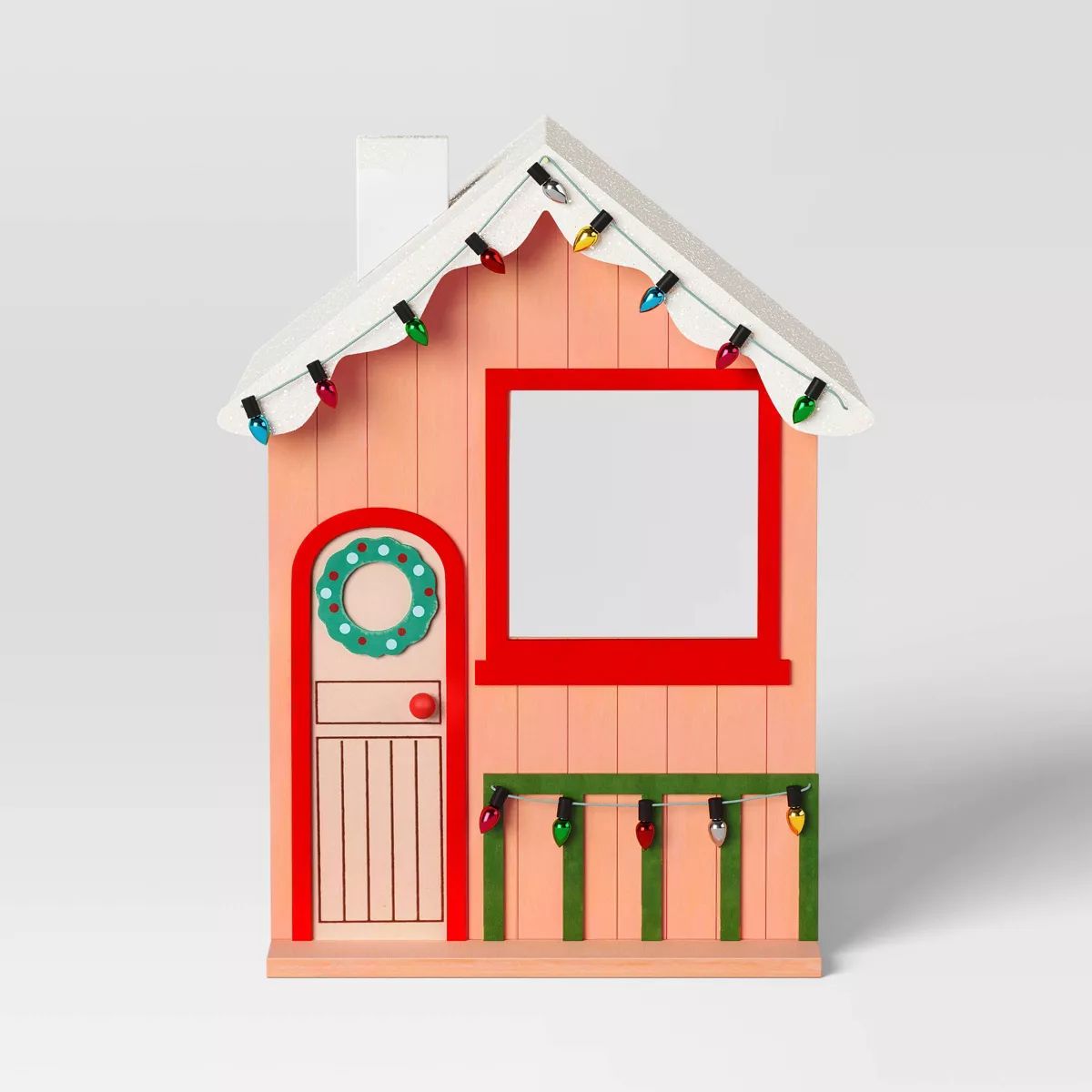 8.5" Featherly Friends Wood House Christmas Village Building - Wondershop™ Pink | Target