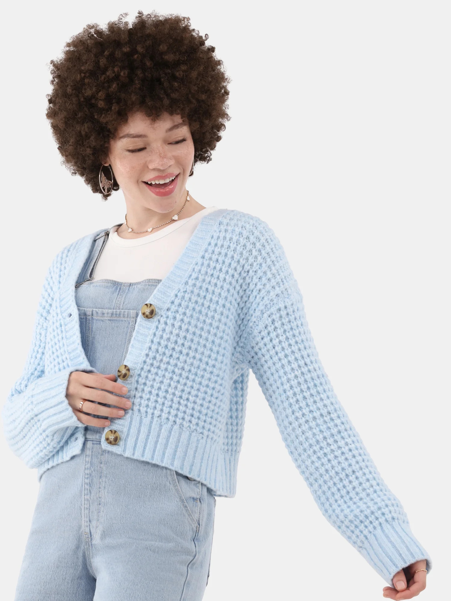 No Boundaries Chunky Knit Cardigan Sweater, Women’s | Walmart (US)