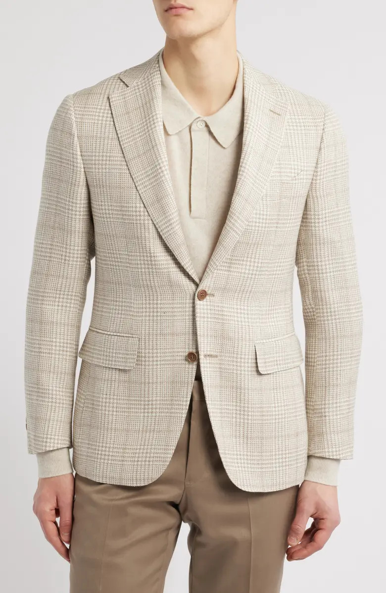 Canali Capri Trim Fit Plaid Wool & Linen Blend Sport Coat | Nordstromrack | Nordstrom Rack