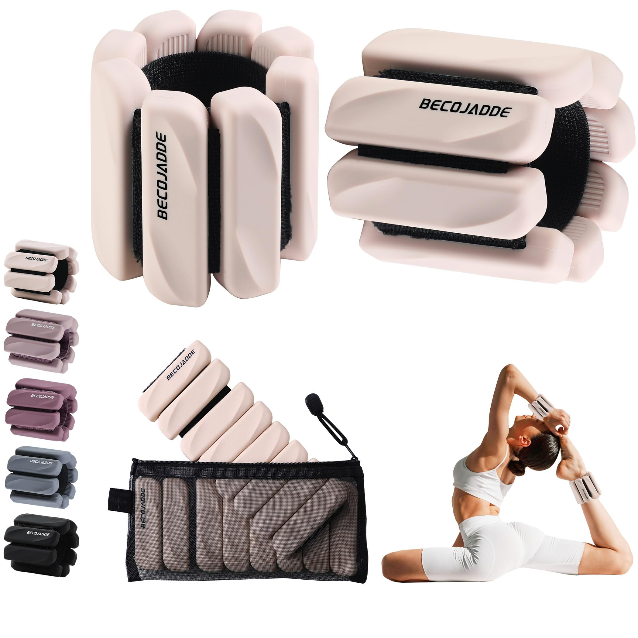 Ankle Weights Set of 2 (1 lb/2 lb Each) for Women Men Adjustable Wrist Bracelet for Home Gym Weighted Bangles Wristbands Leg Arm Weights for Walking Swimming Running Pilates Yoga Gym | Amazon (US)