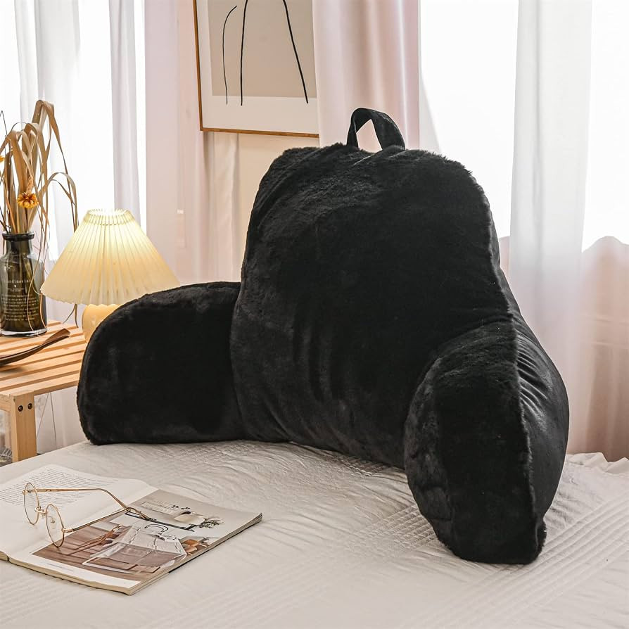 A Nice Night Faux Fur Reading Pillow Bed Wedge Large Adult Children Backrest with Arms Back Suppo... | Amazon (US)