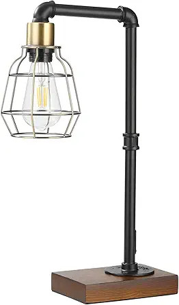 CONCA Steampunk Table lamp, E26 Base Rustic Edison Lighting, cage Shade Table lamp (A-Black+Bronz... | Amazon (US)