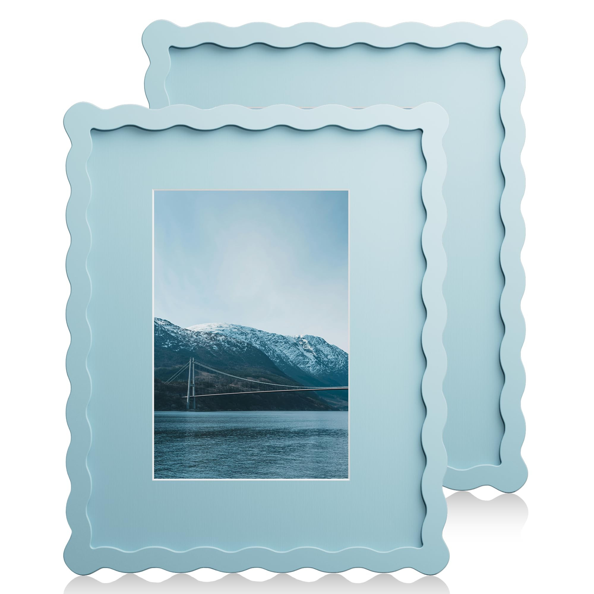 8X10 Wavy Picture Frame With Mat For 5x7, Wavy Edge Wooden Picture Frame with Real Glass - Wall M... | Amazon (US)
