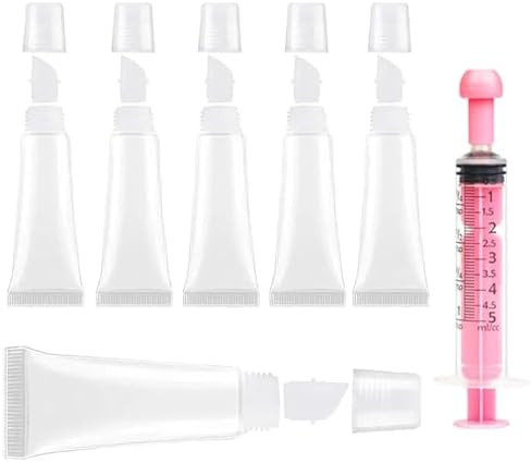 uadbau 6PCS Empty Lip Gloss Tubes - 8ml Clear Lip Balm Tubes with 5ml Syringes - Refillable Squee... | Amazon (US)
