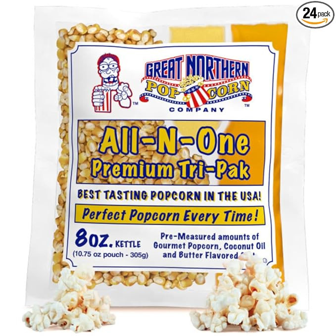 8oz Popcorn Machine Popcorn Packets - All-in-One Movie Theater Style Popcorn Kernels, Salt, and O... | Amazon (US)